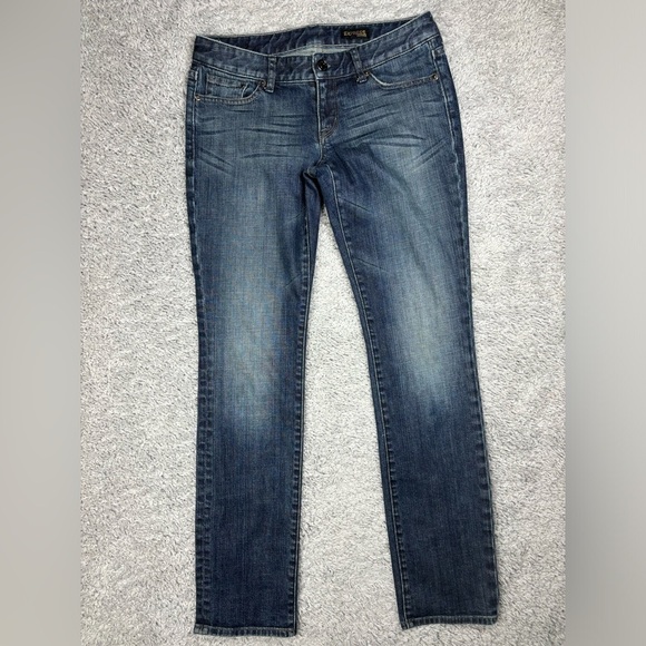 Express Jeans Womens 6 Straight Y2K Style Dark Wash Low Rise Classic Party Night - Picture 3 of 5